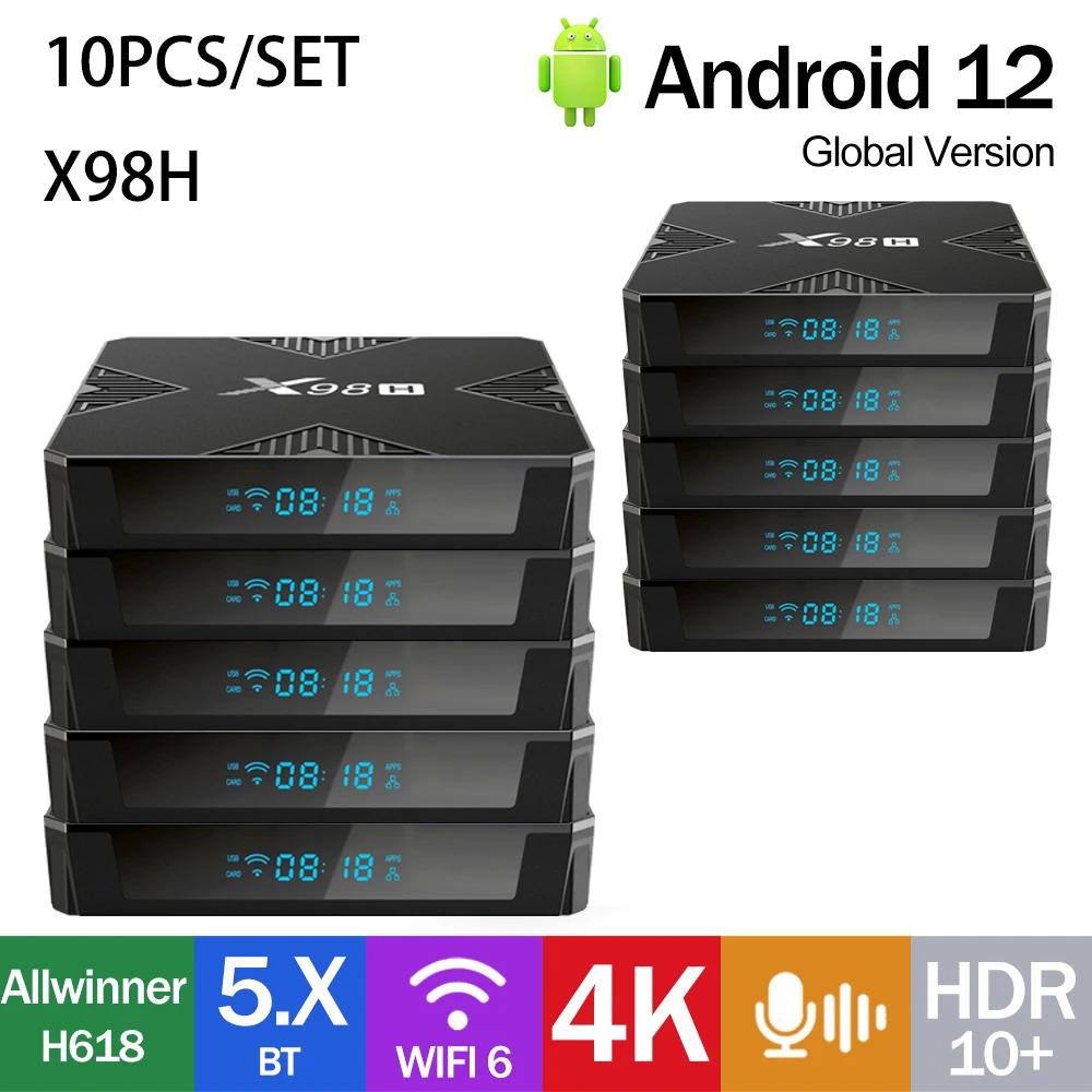  X98H Ʈ TV ڽ, ȵ̵ 12, Allwiner H618, 4K HDR AV, 2.4G, 5.8G, WiFi6, BT HDR, H.265, Ʃ, ø TV Ƚ, 10 /